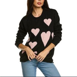 Bobeau Pink and Black Crew Neck Sweaters